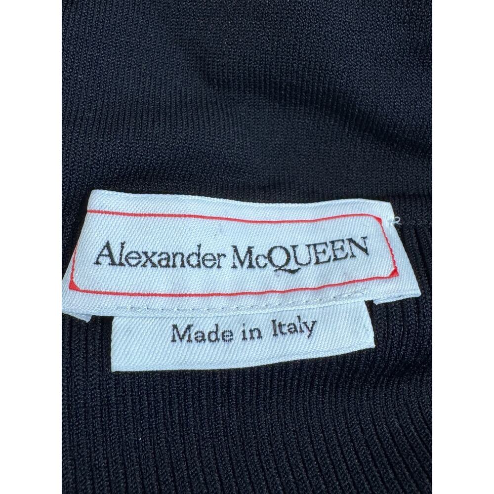 Alexander McQueen Black Rib Ruffle Hem Off-the-Shoulder Mini Dress Sz XS - Picture 5 of 8